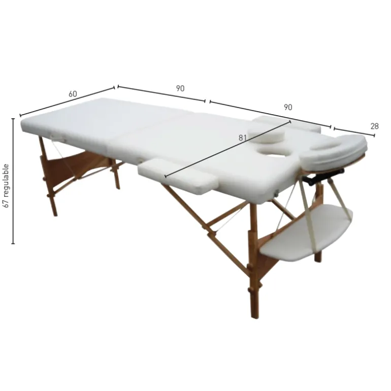 CAMILLA PLEGABLE 3 CUERPOS MADERA BLANCA