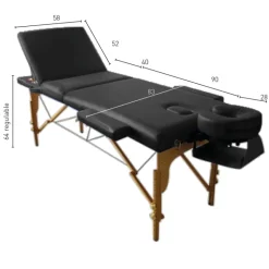 CAMILLA PLEGABLE 2 CUERPOS MADERA NEGRA