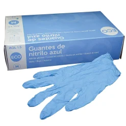 GUANTE NITRILO AZUL SIN POLVO ECO 100 UDS
