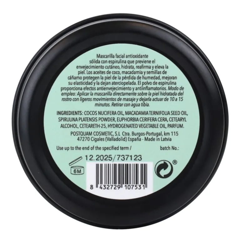 MASCARILLA FACIAL ESPIRULINA SÓLIDA ESPIRULINA 60G