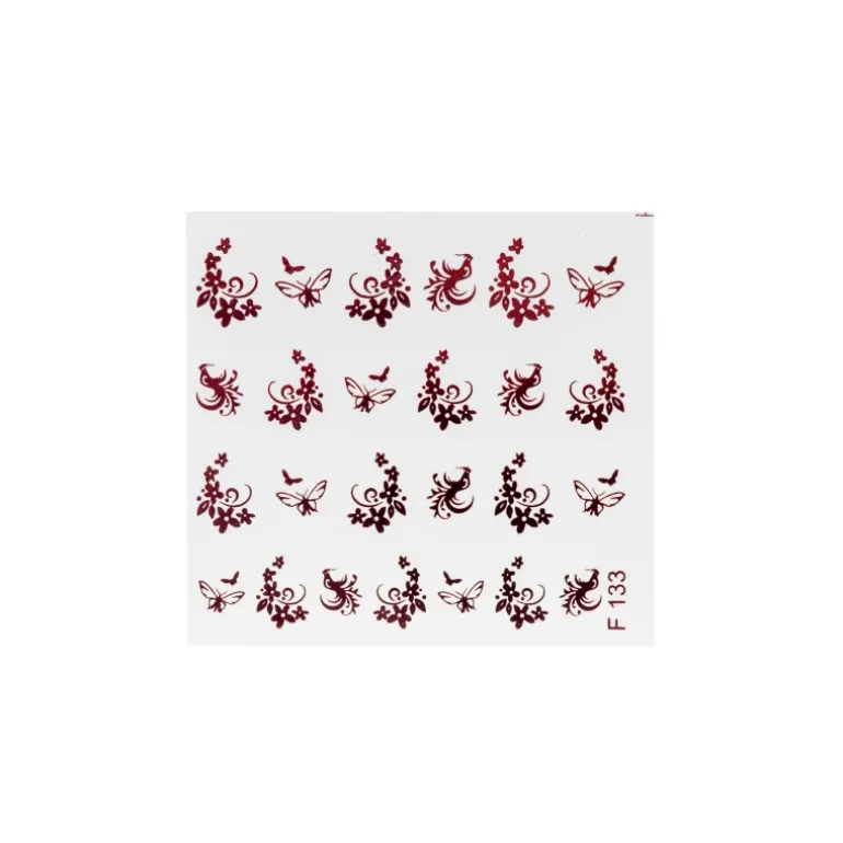 NAIL ART STICKERS. RED FLOWERS