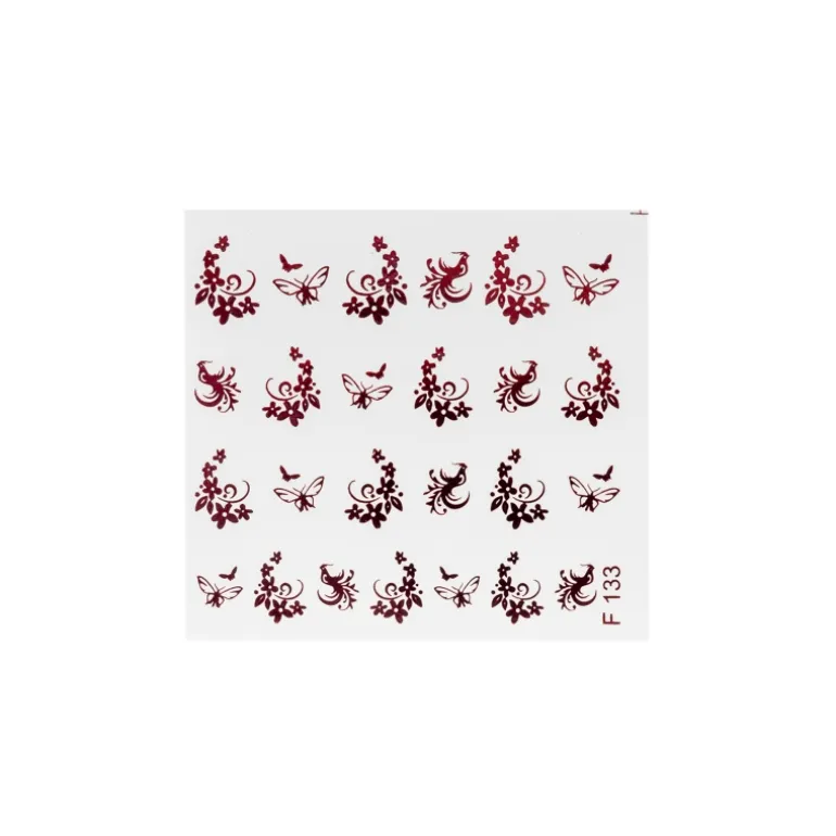 NAIL ART STICKERS. RED FLOWERS