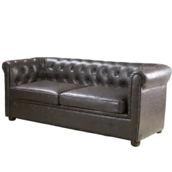 SILLÓN DE ESPERA CHESTER TRES PLAZAS MARRON