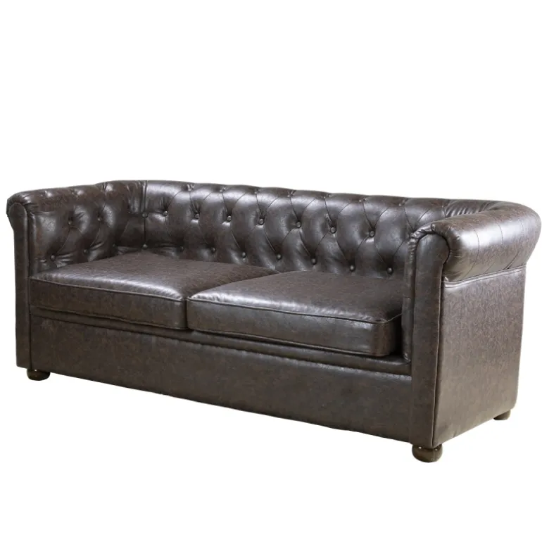 SILLÓN DE ESPERA CHESTER TRES PLAZAS MARRON