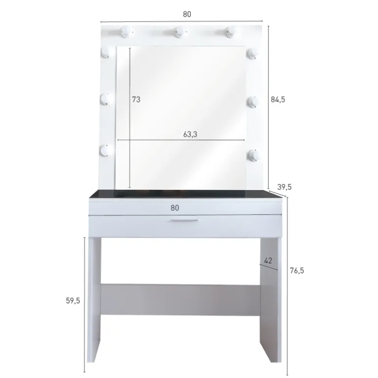 TOCADOR MAKE UP CON LUZ (9 BOMBILLAS)